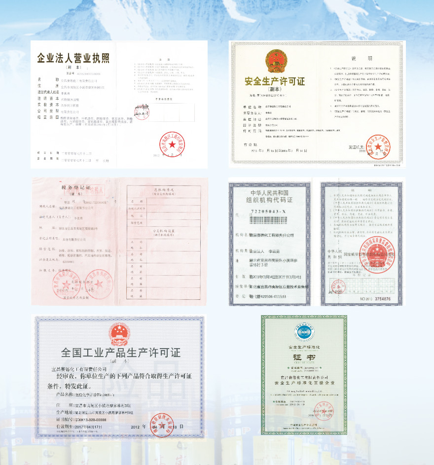 宜昌賽德化工有限責任公司-榮譽(yù)資質(zhì)